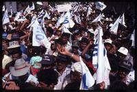 A crowd of Violeta Chamorro supporters during her campaign for presidency, Nicaragua